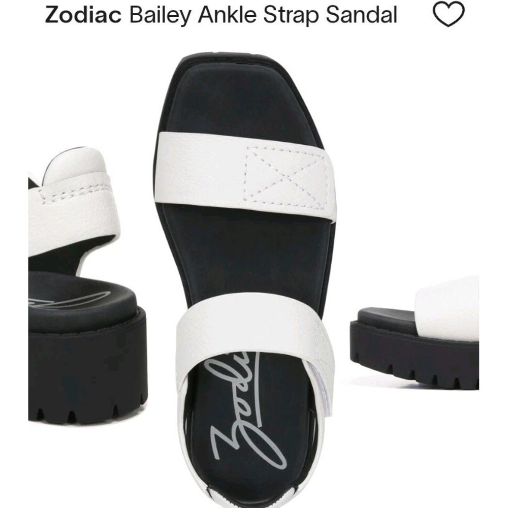 Zodiac Bailey Ankle Strap White Leather Sandals 7.5